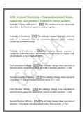 AQA A-Level Chemistry &ndash; Thermodynamicsb Exam&NewLine;questions and answers Graded A&plus; latest update&NewLine;Enthalpy Change of Reaction - The number of moles of reactant&NewLine;specified in the balanced equation reacting together&NewLine;Enthalpy of Formation -The enthalpy change re
