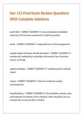Nur 152 Final Exam Review Questions With Complete Solutions
