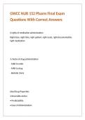 GWCC NUR 152 Pharm Final Exam Questions With Correct Answers 