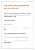 NUR 152 Respiratory Exam Questions With Correct Answers