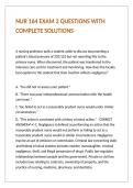 NUR 164 EXAM 2 QUESTIONS WITH COMPLETE SOLUTIONS 