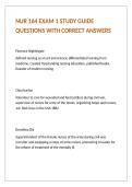 NUR 164 EXAM 1 STUDY GUIDE QUESTIONS WITH CORRECT ANSWERS 
