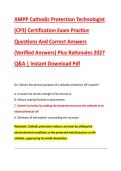 AMPP Cathodic Protection Technologist &NewLine;&lpar;CP3&rpar; Certification Exam Practice &NewLine;Questions And Correct Answers &NewLine;&lpar;Verified Answers&rpar; Plus Rationales 2027 &NewLine;Q&A &vert; Instant Download Pdf