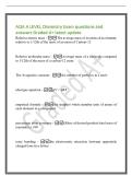 AQA A LEVEL Chemistry Exam questions and&NewLine;answers Graded A&plus; latest update&NewLine;Relative atomic mass -The average mass of an atom of an element&comma;&NewLine;relative to 1&sol;12th of the mass of an atom of Carbon-12&NewLine;Relative molecular mass - Average mass of a molecule compa
