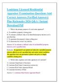 Louisiana Licensed Residential &NewLine;Appraiser Examination Questions And &NewLine;Correct Answers &lpar;Verified Answers&rpar; &NewLine;Plus Rationales 2026 Q&A &vert; Instant &NewLine;Download Pdf 