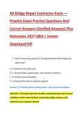 AK Bridge Repair Contractor Exam &mdash; &NewLine;Practice Exam Practice Questions And &NewLine;Correct Answers &lpar;Verified Answers&rpar; Plus &NewLine;Rationales 2027 Q&A &vert; Instant &NewLine;Download Pdf