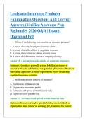 Louisiana Insurance Producer &NewLine;Examination Questions And Correct &NewLine;Answers &lpar;Verified Answers&rpar; Plus &NewLine;Rationales 2026 Q&A &vert; Instant &NewLine;Download Pdf 