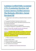 Louisiana Certified Public Accountant &NewLine;&lpar;CPA&rpar; Examination Questions And &NewLine;Correct Answers &lpar;Verified Answers&rpar; &NewLine;Plus Rationales 2026 Q&A &vert; Instant &NewLine;Download Pdf 