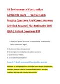 AK Environmental Construction &NewLine;Contractor Exam &mdash; Practice Exam &NewLine;Practice Questions And Correct Answers &NewLine;&lpar;Verified Answers&rpar; Plus Rationales 2027 &NewLine;Q&A &vert; Instant Download Pdf 