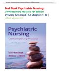 Test Bank Psychiatric Nursing&colon; Contemporary Practice 7th Edition By Mary Ann Boyd &vert; All Chapters &lpar;1-43&rpar; &vert; Latest Version A&plus;&comma; 2026&vert; 2027