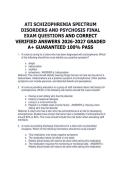 ATI SCHIZOPHRENIA SPECTRUM DISORDERS AND PSYCHOSIS FINAL EXAM QUESTIONS AND CORRECT VERIFIED ANSWERS 2026-2027 GRADED A&plus; GUARANTEED 100&percnt; PASS