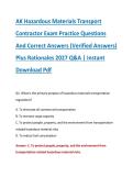 AK Hazardous Materials Transport &NewLine;Contractor Exam Practice Questions &NewLine;And Correct Answers &lpar;Verified Answers&rpar; &NewLine;Plus Rationales 2027 Q&A &vert; Instant &NewLine;Download Pdf 
