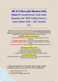 NR 412 Sher path Mastery EAQ Exam 4 &vert; Comprehensive Study Guide Questions with 100&percnt; Verified Answers &vert; Latest Update 2026 &ndash; 2027 &lpar;Graded A&plus;&rpar;&NewLine;