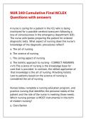 NUR 340 Cumulative Final NCLEX Questions with answers