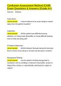 Confusion Assessment Method &lpar;CAM&rpar; Exam Questions & Answers &lpar;Grade A&plus;&rpar;&period;docx&NewLine;&NewLine;