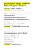 Certified Aviation Manager &lpar;CAM&rpar; Exam Questions & Answers &lpar;Grade A&plus;&rpar;&period;docx&NewLine;&NewLine;