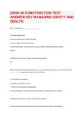 OSHA 30 CONSTRUCTION TEST&NewLine;ANSWER KEY MANAGING SAFETY AND&NewLine;HEALTH