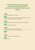 CWEA Mechanical Technologist&NewLine;Certification EXAM Questions&NewLine;and Answers Verified Solutions Latest&NewLine;Update