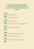 CWEA Mechanical Technologist&NewLine;Certification PAPER Questions&NewLine;and Answers Verified Solutions Latest&NewLine;Update
