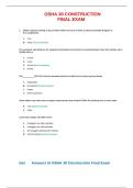 OSHA 30 Construction Final Exam 2027 &vert; Practice Questions with Answers & Rationales &vert; Complete Study Guide