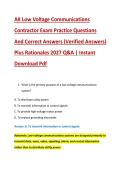 AK Low Voltage Communications &NewLine;Contractor Exam Practice Questions &NewLine;And Correct Answers &lpar;Verified Answers&rpar; &NewLine;Plus Rationales 2027 Q&A &vert; Instant &NewLine;Download Pdf 