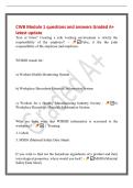 CWB Module 1 questions and answers Graded A&plus;&NewLine;latest update&NewLine;True or False&quest; Creating a safe working environment is strictly the&NewLine;responsibility of the employer&quest; - False&comma; it the the joint&NewLine;responsibility of the employer and employee&period;&NewLine;WHMIS stands for&colon;&NewLine;a&rpar;