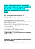 Idaho Construction Manager Qualification Advanced 100-Question Practice Exam 2026 &vert; Questions & Answers with Detailed Rationales &vert; Complete Exam Prep & Study Guide&NewLine;