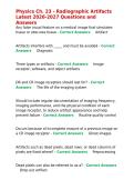 Physics Ch&period; 23 - Radiographic Artifacts Latest 2026-2027 Questions and Answers&period;