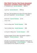 Med Math Practice Test Exam Answered Questions &lpar;Limited&rpar; Latest 2026-2027&period;