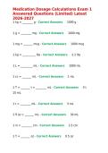 Medication Dosage Calculations Exam 1 Answered Questions &lpar;Limited&rpar; Latest 2026-2027&period;