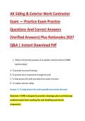 AK Siding & Exterior Work Contractor &NewLine;Exam &mdash; Practice Exam Practice &NewLine;Questions And Correct Answers &NewLine;&lpar;Verified Answers&rpar; Plus Rationales 2027 &NewLine;Q&A &vert; Instant Download Pdf