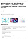 BIO 141 EXAM 2 NEWEST EXAM 2026 &vert; ACTUAL EXAM QUESTIONS AND CORRECT ANSWERS &vert; VERIFIED ANSWERS &vert; UNIVERSITY OF SOUTHERN INDIANA&NewLine;