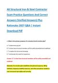 AK Structural Iron & Steel Contractor &NewLine;Exam Practice Questions And Correct &NewLine;Answers &lpar;Verified Answers&rpar; Plus &NewLine;Rationales 2027 Q&A &vert; Instant &NewLine;Download Pdf 