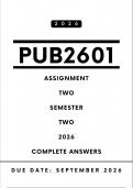 PUB2601 Assignment 2 Answers - Semester 2 &vert; Due Date September 2026