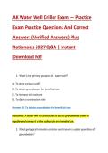AK Water Well Driller Exam &mdash; Practice &NewLine;Exam Practice Questions And Correct &NewLine;Answers &lpar;Verified Answers&rpar; Plus &NewLine;Rationales 2027 Q&A &vert; Instant &NewLine;Download Pdf