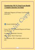 Chamberlain NR 511 Final Exam Bundle &ndash;Complete Question Test Bank&NewLine;Differential Diagnosis & Primary Care Practicum &lpar;2026&sol;2027&rpar;