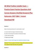 AK Wind Turbine Installer Exam &mdash; &NewLine;Practice Exam Practice Questions And &NewLine;Correct Answers &lpar;Verified Answers&rpar; Plus &NewLine;Rationales 2027 Q&A &vert; Instant &NewLine;Download Pdf 