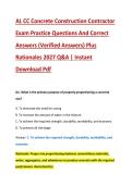 AL CC Concrete Construction Contractor &NewLine;Exam Practice Questions And Correct &NewLine;Answers &lpar;Verified Answers&rpar; Plus &NewLine;Rationales 2027 Q&A &vert; Instant &NewLine;Download Pdf 
