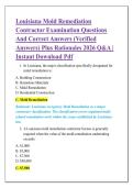 Louisiana Mold Remediation &NewLine;Contractor Examination Questions &NewLine;And Correct Answers &lpar;Verified &NewLine;Answers&rpar; Plus Rationales 2026 Q&A &vert; &NewLine;Instant Download Pdf