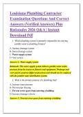 Louisiana Plumbing Contractor &NewLine;Examination Questions And Correct &NewLine;Answers &lpar;Verified Answers&rpar; Plus &NewLine;Rationales 2026 Q&A &vert; Instant &NewLine;Download Pdf