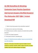 AL DW Demolition & Wrecking &NewLine;Contractor Exam Practice Questions &NewLine;And Correct Answers &lpar;Verified Answers&rpar; &NewLine;Plus Rationales 2027 Q&A &vert; Instant &NewLine;Download Pdf 