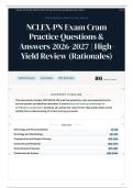 NCLEX-PN Exam Cram Practice Questions & Answers 2026-2027 High-Yield Review &lpar;Rationales&rpar;