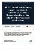 NR 222 Health and Wellness Exam 1 Questions & Answers 2026-2027 Chamberlain University Latest Verified Questions &lpar;Rationales&rpar;