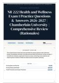 NR 222 Health and Wellness Exam 1 Practice Questions & Answers 2026-2027 Chamberlain University Comprehensive Review &lpar;Rationales&rpar;