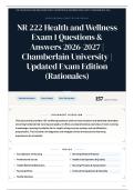 NR 222 Health and Wellness Exam 1 Questions & Answers 2026-2027 Chamberlain University Updated Exam Edition &lpar;Rationales&rpar;