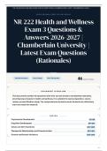 NR 222 Health and Wellness Exam 3 Questions & Answers 2026-2027 Chamberlain University Latest Exam Questions &lpar;Rationales&rpar;