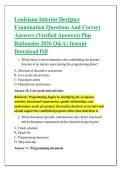 Louisiana Interior Designer &NewLine;Examination Questions And Correct &NewLine;Answers &lpar;Verified Answers&rpar; Plus &NewLine;Rationales 2026 Q&A &vert; Instant &NewLine;Download Pdf 