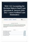 WGU C213 Accounting for Decision Makers Final Exam Questions & Answers 2026&sol;2027 Latest Verified Exam &lpar;Rationales&rpar;