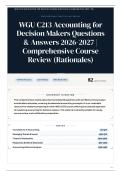 WGU C213 Accounting for Decision Makers Questions & Answers 2026&sol;2027 Comprehensive Course Review &lpar;Rationales&rpar;