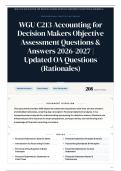 WGU C213 Accounting for Decision Makers Objective Assessment Questions & Answers 2026&sol;2027 Updated OA Questions &lpar;Rationales&rpar;